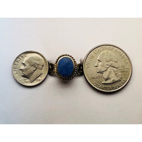 Estate Sterling Silver 925 Lapis Lazuli Ring Size 5 Heart Detail 3.8g Boho Chic - Picture 10 of 11